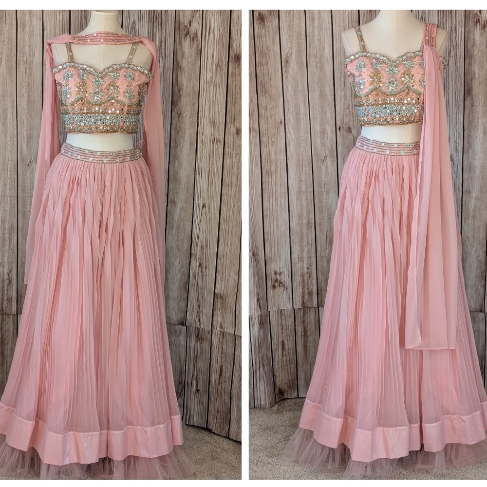 Elegant Pink Embroidered Lehenga